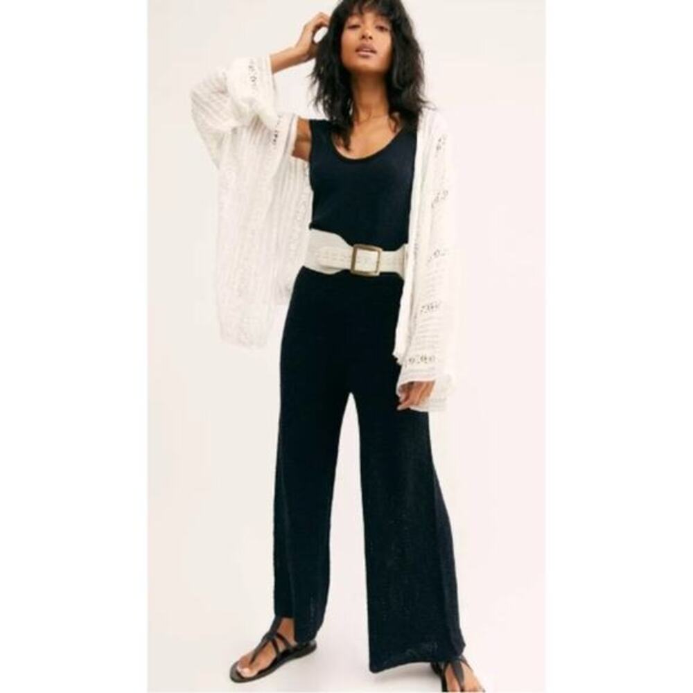 Free People beach black knit jumpsuit